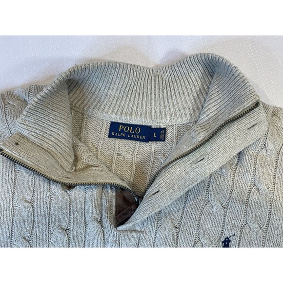 Polo Ralph Lauren Tussah Silk Sweater Men’s Large Ribbed Cableknit Tan Brown VTG - Picture 14 of 15